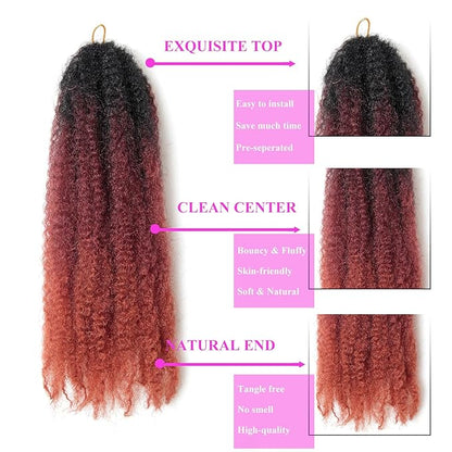 Marley Twist Braiding Hair 24 Inch 8 Packs – Long-Lasting Marley Hair, Fluffy&Tangle-Free Cuban Twist Hair for Braiding, Natural Look Synthetic Spring Afro Kinky Twist Hair Extensions (T1B/530/350)