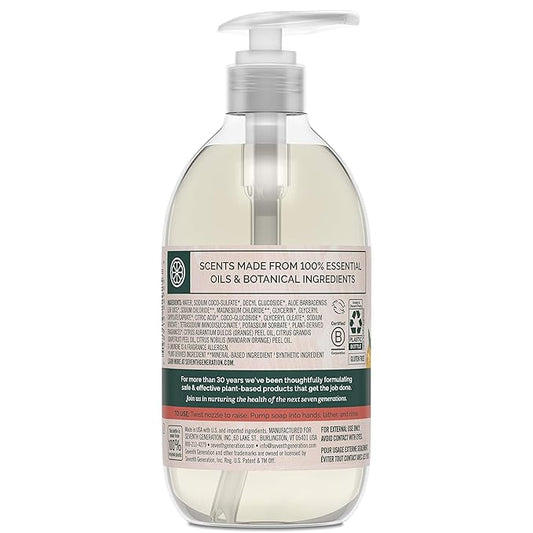 Seventh Generation Hand Soap, Mandarin Orange & Grapefruit , 12 Fl Oz (Pack of 8) - (Packaging May Vary)
