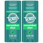 Tom's of Maine Cucumber Aloe Aluminum Free Natural Deodorant For Women & Men | Goes on Clear | Odor & Wetness Protection | Naturally Derived and Moisture-Locking Ingredients | 3.25 oz (2 Pack)
