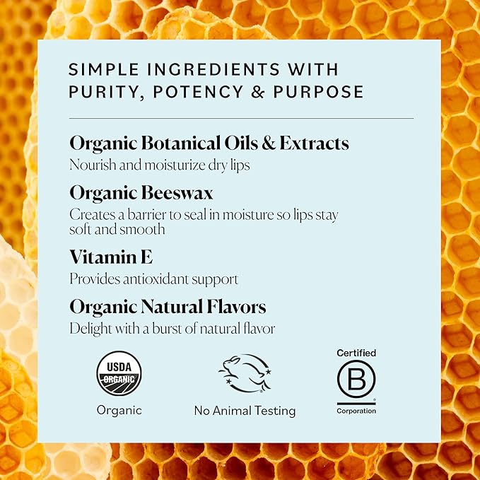 Sky Organics Organic Lip Balms With Beeswax for Lips, USDA Certified Organic, Six Assorted Flavors to Moisturize, Soothe & Soften, 6pk.