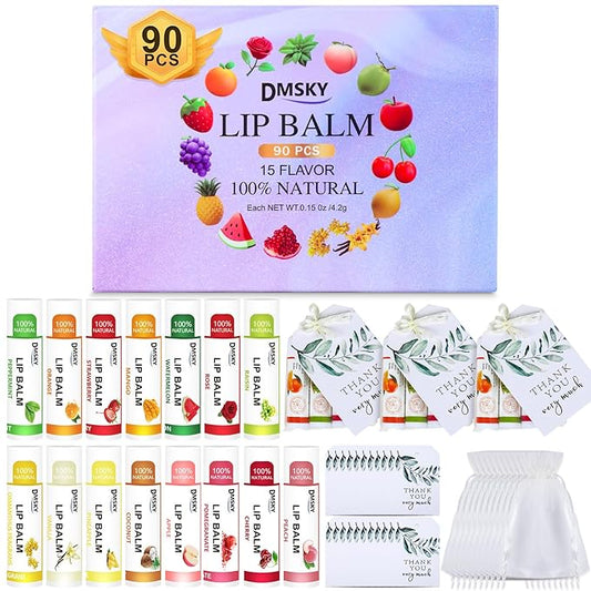 DMSKY 90 Pack Lip Balm, Natural
