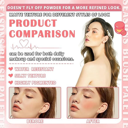 Blush Cream for Cheeks,Face Matte Contour Blush Makeup,Buildable Shimmer Facial Cheek Blusher Shades,Blendable Cosmetic Makeup Blush 02