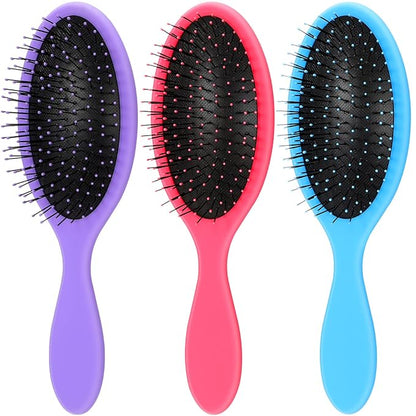 Nuogo 3 Pieces Hair Brush Detangler Soft Bristles Detangling Brush Round Painless Comb Glide Through Tangles with Ease for Most Hair Types Women Men Boys and Girls Wet and Dry Curly