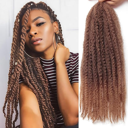 Marley Twist Braiding Hair 18 Inch 8 Packs – Long-Lasting Marley Hair, Fluffy&Tangle-Free Cuban Twist Hair for Braiding, Natural Look Synthetic Spring Afro Kinky Twist Hair Extensions (33/27)