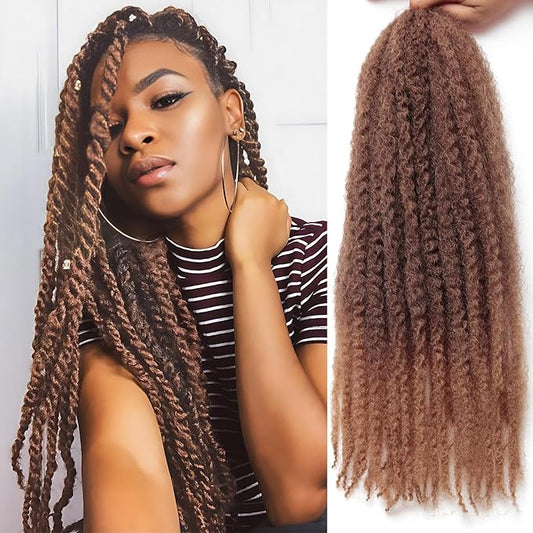 Marley Twist Braiding Hair 18 Inch 8 Packs – Long-Lasting Marley Hair, Fluffy&Tangle-Free Cuban Twist Hair for Braiding, Natural Look Synthetic Spring Afro Kinky Twist Hair Extensions (33/27)