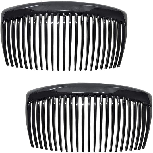 Camila Paris CP2910 French Side Combs Large Curved, Black French Twist Hair Combs Decorative, Strong Hold Hair Clips for Women Bun Chignon Up-Do, No Slip Styling Girls Hair Accessories, Made in France