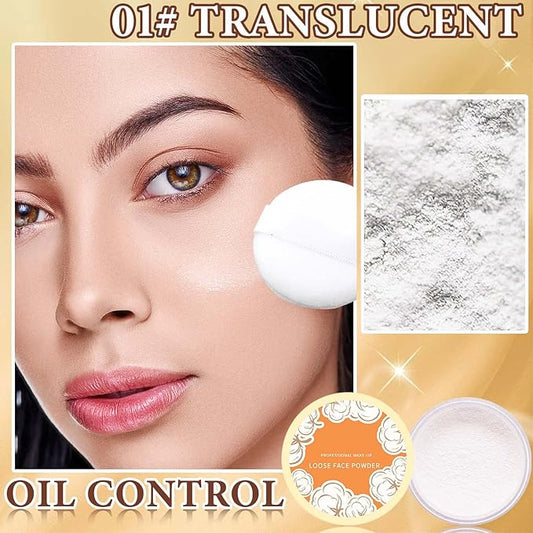 Loose Face Powder,Oil Control Loose Face Setting Powder Effect Makeup(1#)