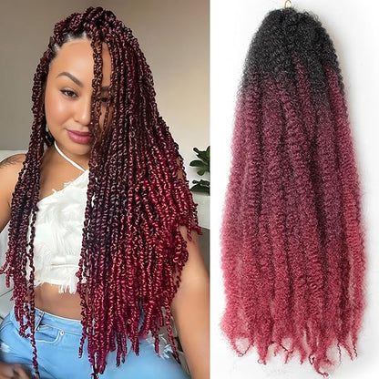 Marley Twist Braiding Hair 24 Inch 8 Packs – Long-Lasting Marley Hair, Fluffy&Tangle-Free Cuban Twist Hair for Braiding, Natural Look Synthetic Spring Afro Kinky Twist Hair Extensions (T1B/99J/530)