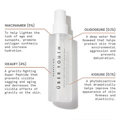 Beauty Pie Über Youth Neck & Chest Super Lift Serum-Spray For Anti-Aging, Smoothing, Softening & Hydrating