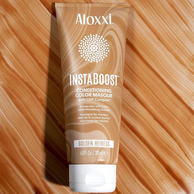 ALOXXI InstaBoost BROWN Color Depositing Conditioner Mask – Instant Temporary Hair Color Dye - Hair Color Masque for Deep Conditioning (Golden Heiress), 6.8 Fl Oz