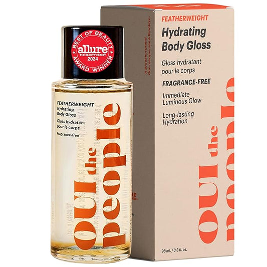 OUI the People FEATHERWEIGHT Hydrating Body Gloss, Unscented, Skin Barrier Boosting Serum Oil for Deep Hydration, Softens, Firms, and Enhances Skin Health, Shimmer Body Oil, 3.3 oz