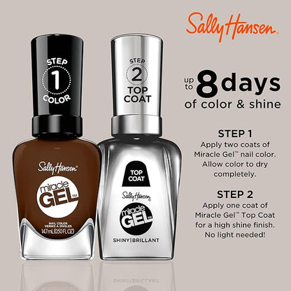 Sally Hansen Miracle Gel, Been There, Dune That, Long Lasting, Gel-Like Formula, No UV Lamp Needed, Opaque, Shiny Brown Nail Polish