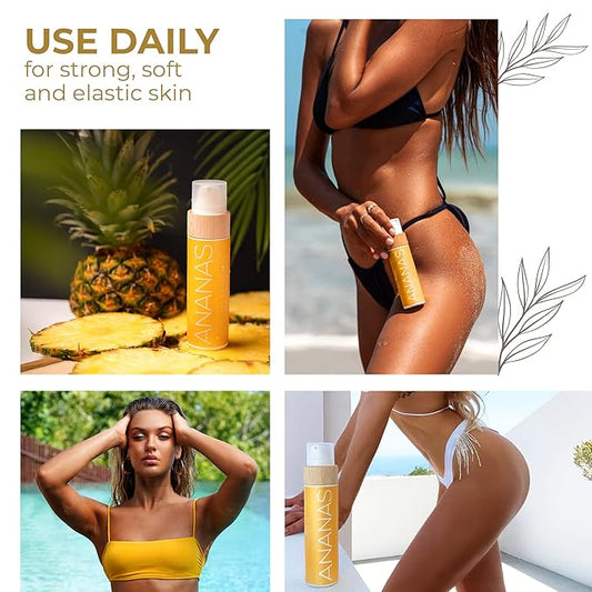 COCOSOLIS Organic Tanning Oil, 3.72 Fl Oz - Nourishing, Quick Tan for All Skin Types - Certified Organic, Mineral Oil Free, Daily Moisturizer & Massage Oil - Ananas Scent