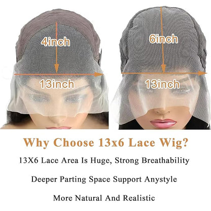 13x6 Bob Wig Human Hair Reddish Brown Water Wave HD Lace Front Wigs Human Hair Pre Plucked 180% Density Glueless Frontal Wigs Human Hair Bleached Knots Color #35 Short Curly Bob Wigs for Women 12 Inch