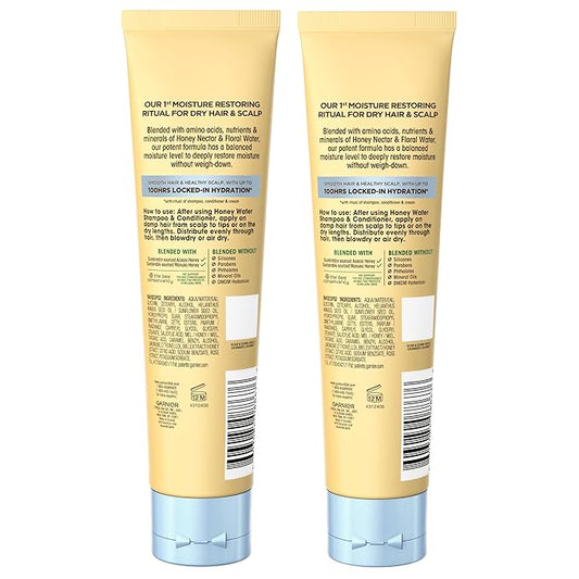 Garnier Whole Blends Honey Water Cream, 100 Hours Moisture Lock, Dry Hair, Scalp, Honey Nectar and Floral Water, Pack of 2