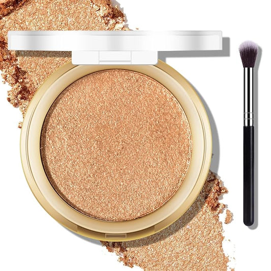 Baked Highlighter Powder Palette, Makeup Highlighter Powder Palette Bronze Glow