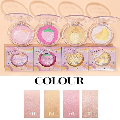 Cream Highlighter Compact, Highly Pigmented Glitter Powder Makeup, Face