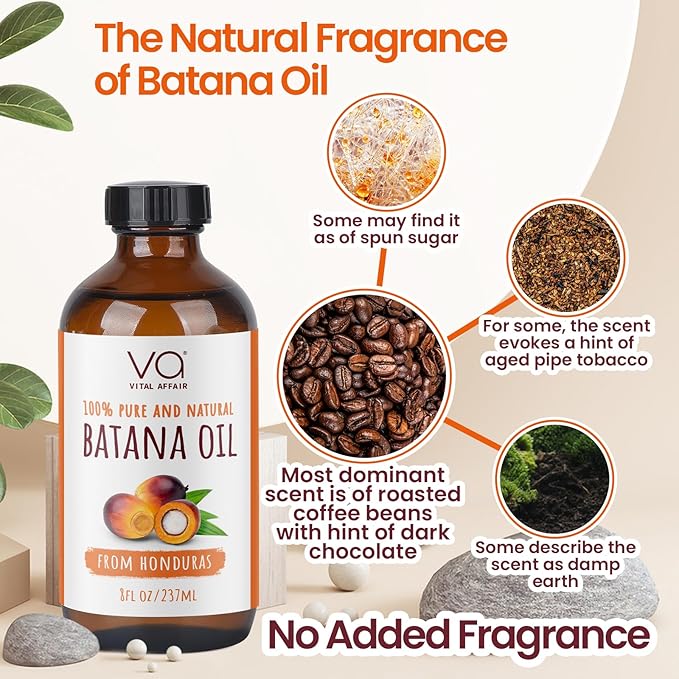 Batana Oil For Hair Growth - 100% Raw Oil From Honduras - Glass Bottle - Rich In Essential Nutrients - For Strong & Shiny Hair - 8 FlOz