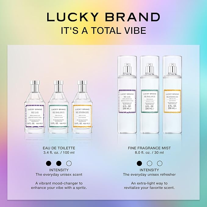 Lucky Brand Re/Energize The New Sustainably-Inspired & Exhilarating Mood-Evoking Unisex Fine Fragrance Mist For Women & Men, 8.0 Fl Oz (Pack of 1)