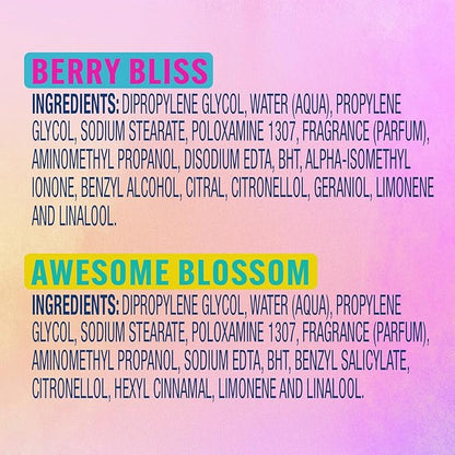 Suave Aluminum-Free Deodorant, Kids & Teen Girls – Fresh Vibes Berry Bliss & Awesome Blossom, 48H Protection, 1.2 Oz Ea
