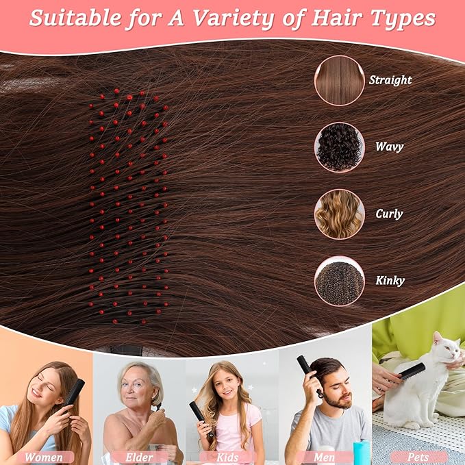 HOFASON 6 Pcs Bulk Hair Brushes for Homeless Supplies, Individually Wrapped Disposable Hair Brushes Nylon Bristles Detangling Hair Brush for Women Hotel Nursing Charity