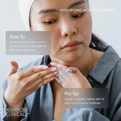 Advanced Clinicals Hyaluronic Acid Serum For Face | Moisturizing Facial Skin Care Products | Hydrating Serum For Face Helps Improve Look Of Wrinkles, Fine Lines, & Uneven Dry Skin Texture, 1.75 Fl Oz