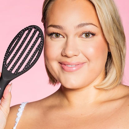 Gimme Beauty Vented Detangling Brush - Quick-Dry, Heat-Resistant Wet Brush for Thick or Thin Locks - Supports Healthy Hair - Flexible Curved Design for Fine Locks - Fine Hair
