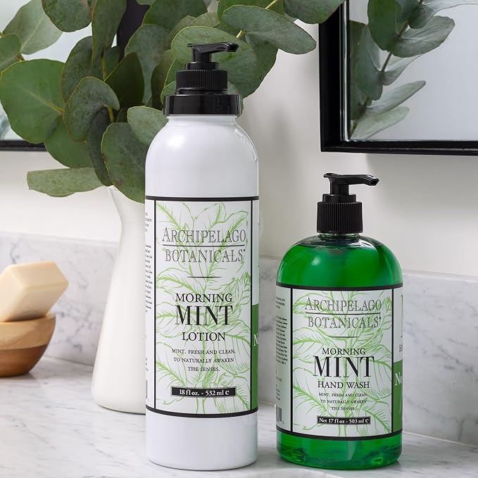 Archipelago Botanicals Morning Mint Lotion, Energizing and Invigorating Lotion for Smooth Skin, Scented Body Lotion Free from Parabens, Phthalates and GMOs (18 oz)