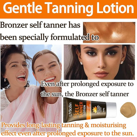 Bronzer Self Tanner for Body & Face,Non-Greasy Long Lasting Hydrating Tanning Lotion for All Skin Types,Travel Size Gentle Self Tanning Lotion for Men and Women