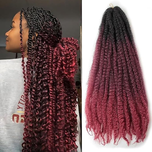 Marley Twist Braiding Hair 18 Inch 8 Packs – Fluffy&Tangle-Free Cuban Twist Hair for Braiding, Natural Look Synthetic Long-Lasting Spring Afro Kinky Twist Hair Extensions (T1B/99J/530)