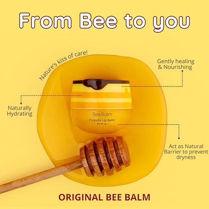 Original My Bee Balm Lip Balm - Propolis Hydrating Balm Honey Pot for Dry, Chapped & Cracked Lips with Propolis, Honey & Vitamin E - Soften, Smooth & Reduce Lip Lines