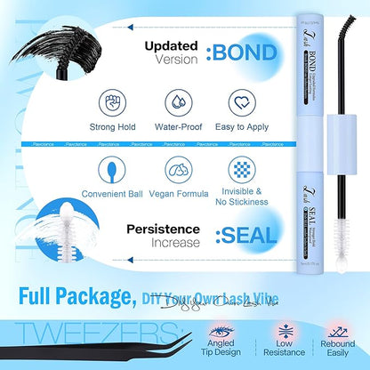 Pawotence Lash Clusters Kit 40D 60D Lash Extension Kit 10-18mm Cluster Eyelash Extension Kit Individual Lashes 280pcs Eyelash Clusters with Lash Bond and Seal, Lash Tweezers for Self Use