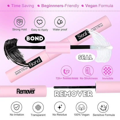 Pawotence Lash Extension Kit DIY 280pcs Individual Lash Clusters Kit 30D 40D Cluster Eyelash Extensions Kit with Lash Bond and Seal, Lash Remover, Lash Tweezers for Self Use (30D&40D, 9-16mm, All Kit)