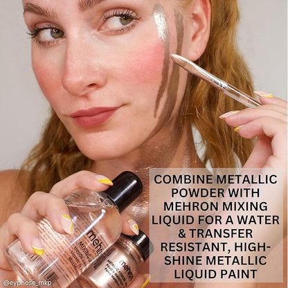 Mehron Makeup Metallic Powder (.17 Ounce) with Mixing 1 oz