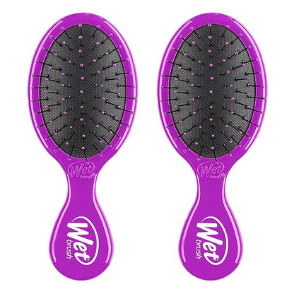 Wet Brush Mini Detangler Hair Brush, Purple, Detangling Travel Hairbrush, Ultra-Soft IntelliFlex Bristles Glide Through Tangles with Ease, Pain-Free, All Hair Types (2 Pack)