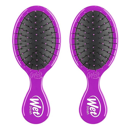 Wet Brush Mini Detangler Hair Brush, Purple, Detangling Travel Hairbrush, Ultra-Soft IntelliFlex Bristles Glide Through Tangles with Ease, Pain-Free, All Hair Types (2 Pack)