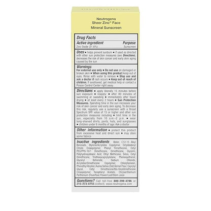 Neutrogena Sheer Zinc Oxide Dry-Touch Mineral Face Sunscreen Lotion with Broad Spectrum SPF 50, Oil-Free, Non-Comedogenic & Non-Greasy, Hypoallergenic, 2 fl. oz
