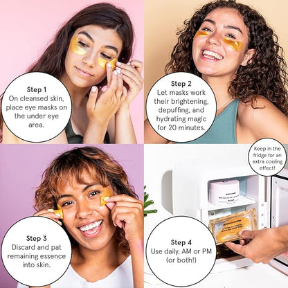 grace & stella Award Winning Under Eye Mask - Travel Essentials - Birthday Gifts for Women - Gel Eye Patches for Dark Circles, Puffy Eyes, Wrinkles, Undereye Bags - Vegan - Self Care (24 Pairs, Gold)