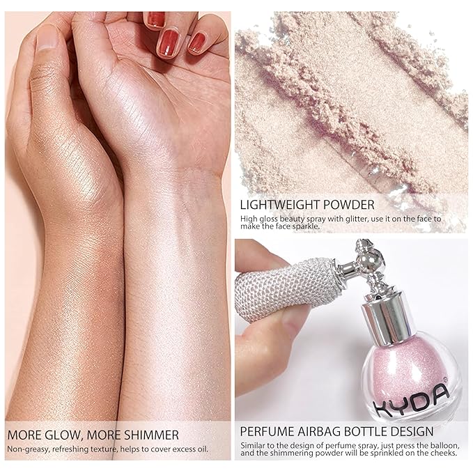 KYDA Highlighter Powder Spray, Glitter High Gloss Spray