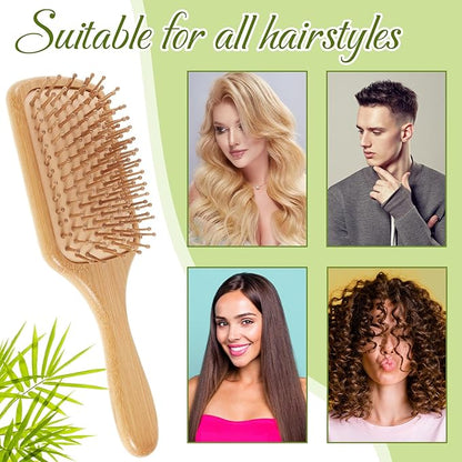 Tessco for you 12 Pcs Bamboo Hair Brushes for Women Bulk Wooden Paddle Brush Scalp Massage Bamboo Bristles Anti Static Men Engraving DIY Gift for Father's Day Wedding(Natural,9.65'' X 3.35'')