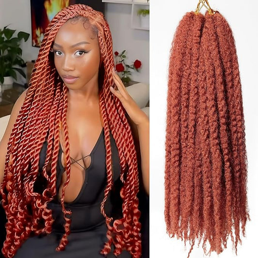Marley Twist Braiding Hair 18 Inch 8 Packs – Fluffy&Tangle-Free Cuban Twist Hair for Braiding, Natural Look Synthetic Long-Lasting Spring Afro Kinky Twist Hair Extensions (350)