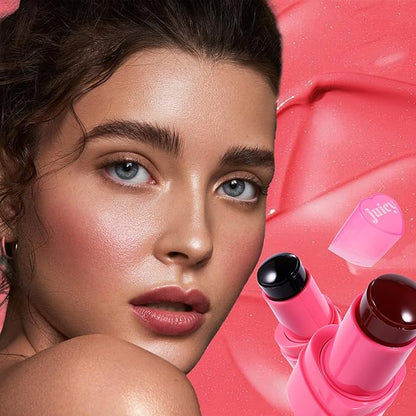 Water Jelly Tint Blush, 3-In-1 Multi-Use Blush Cream Blush Stick for Eyes, Cheeks & Lips, Hydrating & Bouncy Jelly Texture, Blends Perfect for Skin Portable Multipurpose Long Lasting Waterproof(03, s)