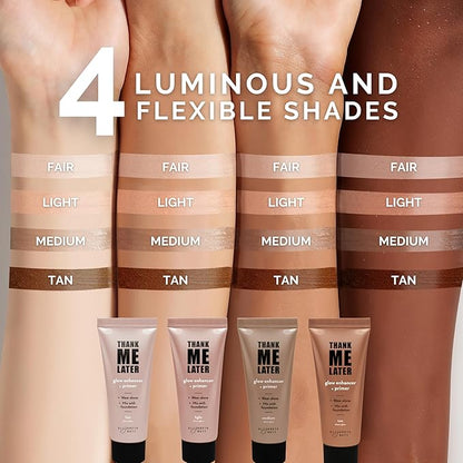 Elizabeth Mott Thank Me Later Glow Enhancer & Primer - Illuminating Makeup Base & Highlighter for Radiant Skin - Lightweight, Long-Lasting, Vegan & Cruelty-Free, Sheer Light Glow Shade, 30g