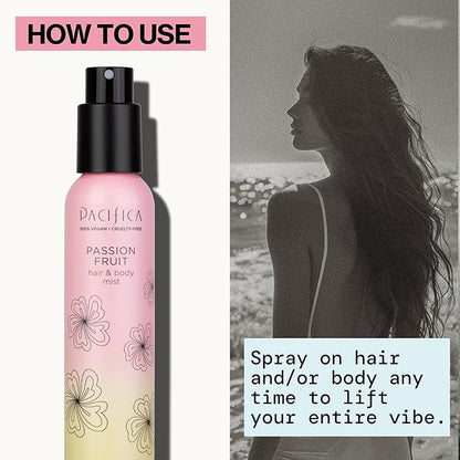 Pacifica Hair Mist Perfume & Full Body Spray for Women - Passion Fruit Body Mist Fragrance w/Pineapple, Orange Blossom, Vanilla, Sandalwood & Bergamot – Alcohol-Free, Vegan & Cruelty-Free, 5 oz
