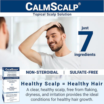 Scalp Solution | Calms Irritated Scalp | Dry Scalp Treatment | Reduces Scales, Flakes & Redness | Clinically Proven | Free of Steroids | Non Shampoo Leave-On Scalp Treatment | 4 oz