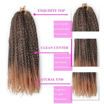 Marley Twist Braiding Hair 18 Inch 8 Packs – Fluffy&Tangle-Free Cuban Twist Hair for Braiding, Natural Look Synthetic Long-Lasting Spring Afro Kinky Twist Hair Extensions (1B/27)