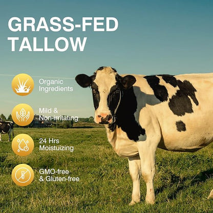 Beef Tallow, Beef Tallow for Skin, Beef Tallow Moisturizer, Beef Tallow Balm for Face Moisturizer Grass Fed for All Purpose Balm, Natural Beef Tallow Lotion for Skin Care (2.5oz)