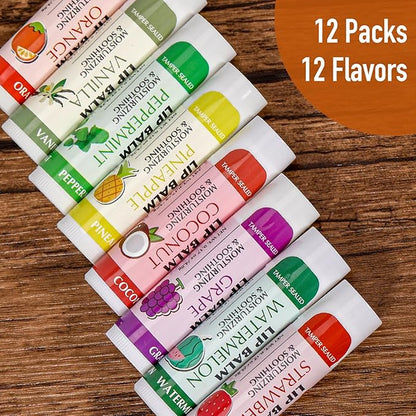 AZEN 12 Pack Lip Balm, Natural