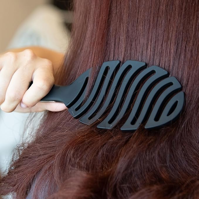 FRAMAR Vented Hair Brush For Women – Flex Brush, Wet Hair Brush Detangler, Wet Hairbrush For Women, Detangle Brush, Brushes For Hair, Hairbrushes – Vented Design For Faster Drying Time - Black