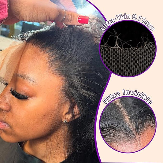 13x6 Body Wave Lace Front Wigs Human Hair Glueless Wigs Human Hair Pre Plucked 180% Density HD Transparent Human Hair Wigs for Women